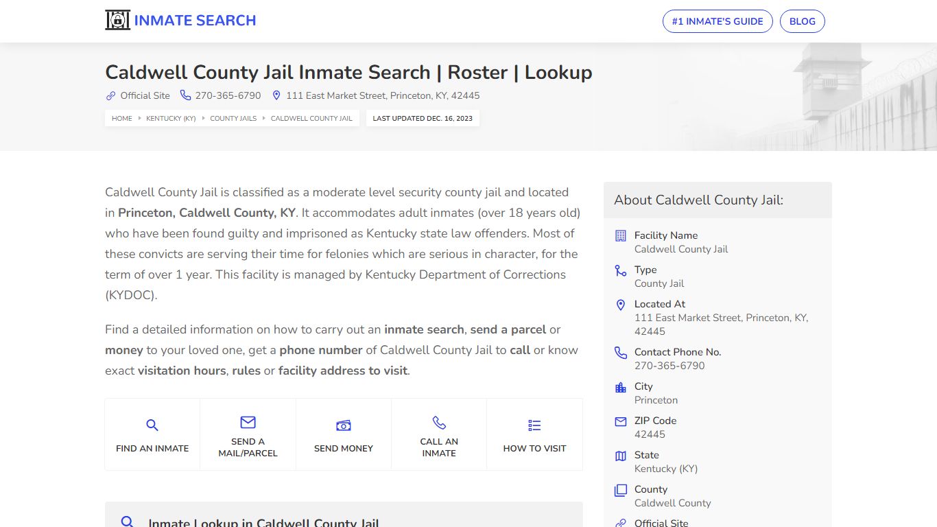 Caldwell County Jail Inmate Search | Roster | Lookup