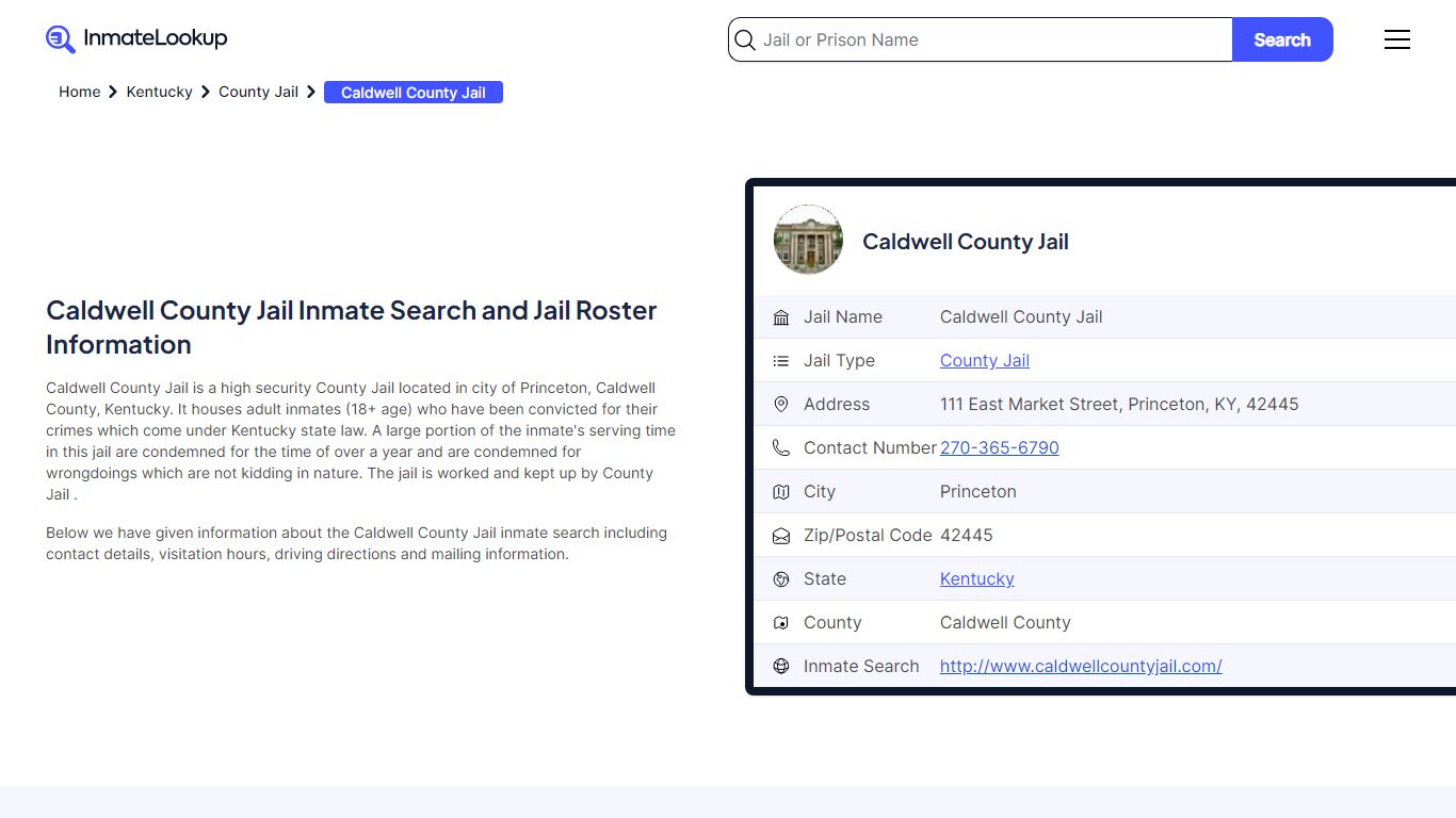 Caldwell County Jail Inmate Search - Princeton Kentucky - Inmate Lookup