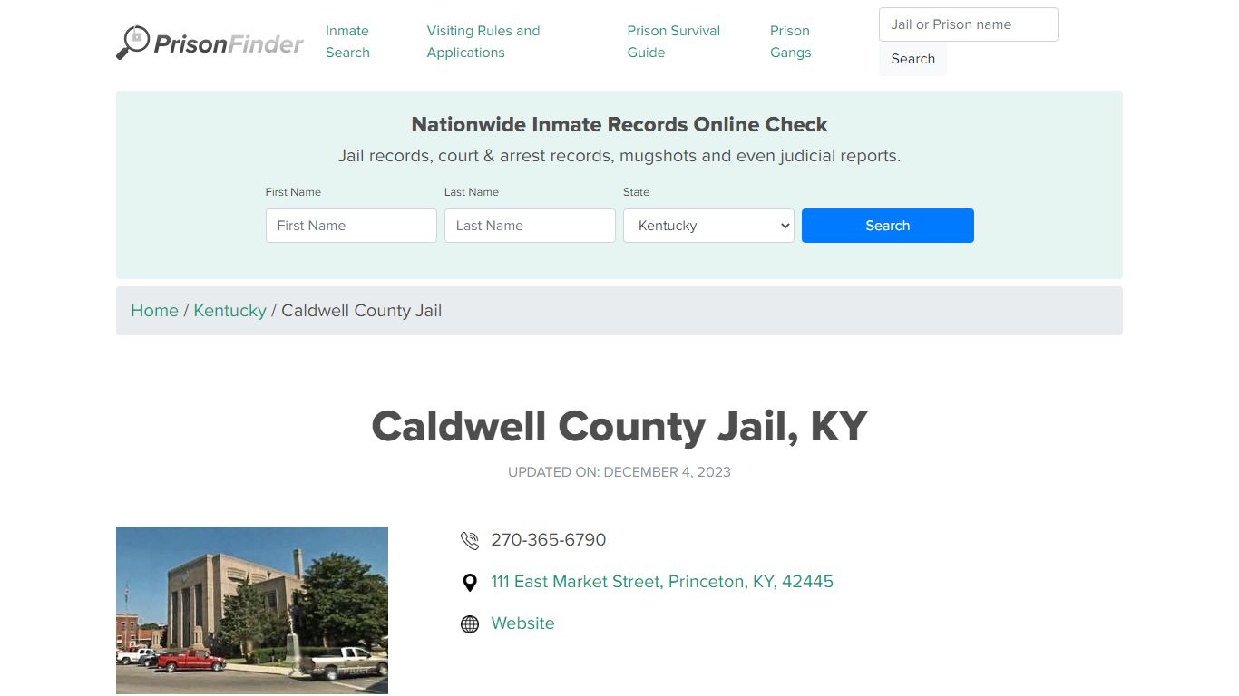 Caldwell County Jail, KY Inmate Search, Mugshots, Visitation, Phone no ...